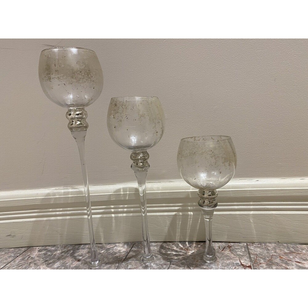 3 Large Wine Glass Cup Candle Holder Home Decor Decorative Glasses Cups